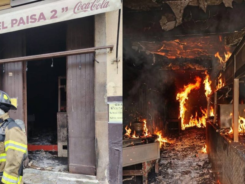 Incendio consume la taquería “El Paisa 2” en pleno centro de Guanajuato capital