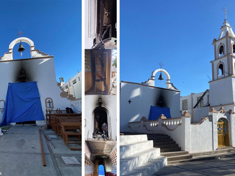 Vandalizan e incendian templo en La Laborcita en León; queman imágenes religiosas